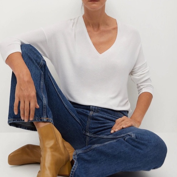 NWT MANGO V-neck Long Sleeve Shirt - Picture 3 of 8